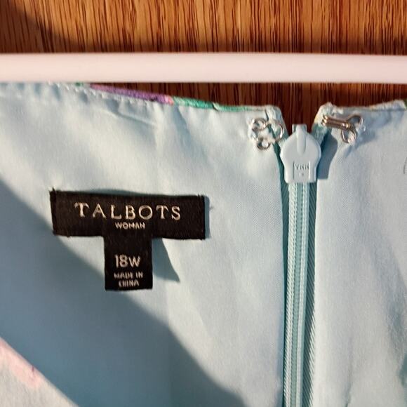 Talbots 18W Floral Cotton Midi Dress Vneck Sleeveless Pockets Quietlux Resort - Picture 5 of 8